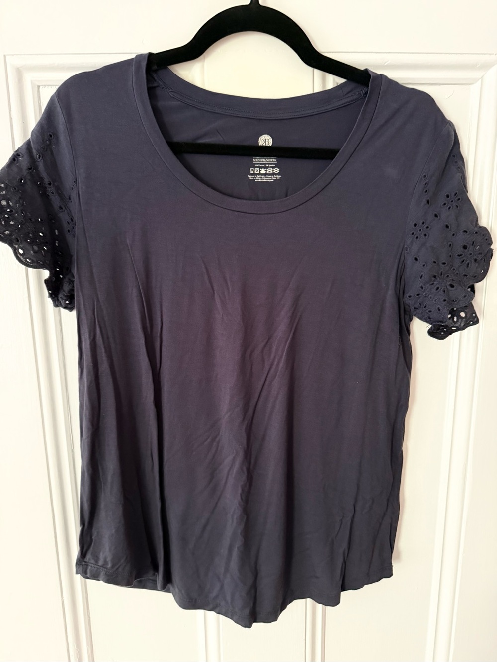 Everyday Eyelet Nursing & Maternity T-shirt, Navy - M